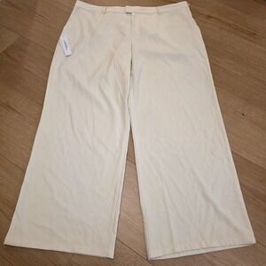 Princess Polly Cream Wide Leg High Waisted Trousers Pants US 16 Beige Office